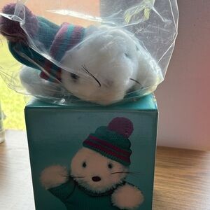 Avon White and Teal Plush Hamster Toy